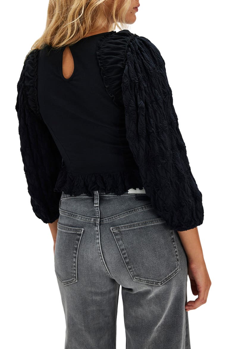 Olivia Contrast Stitch Knit Top, Alternate, color, BLACK