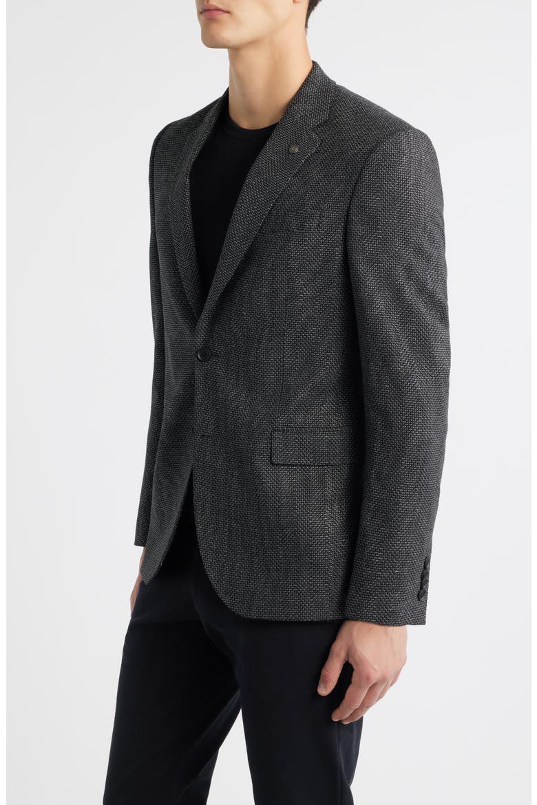 Ross Slim Fit Off Black Textured Herringbone Sport Coat, Alternate, color, BLACK