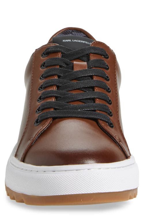 Karl Lagerfeld Paris Leather Low Top Sneaker In Cognac