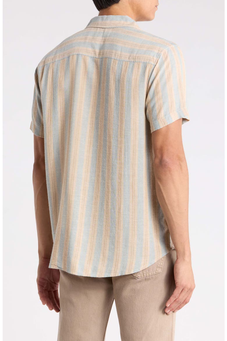 Beat Stripe Short Sleeve Button-Up Shirt, Alternate, color, CHAMBRAY