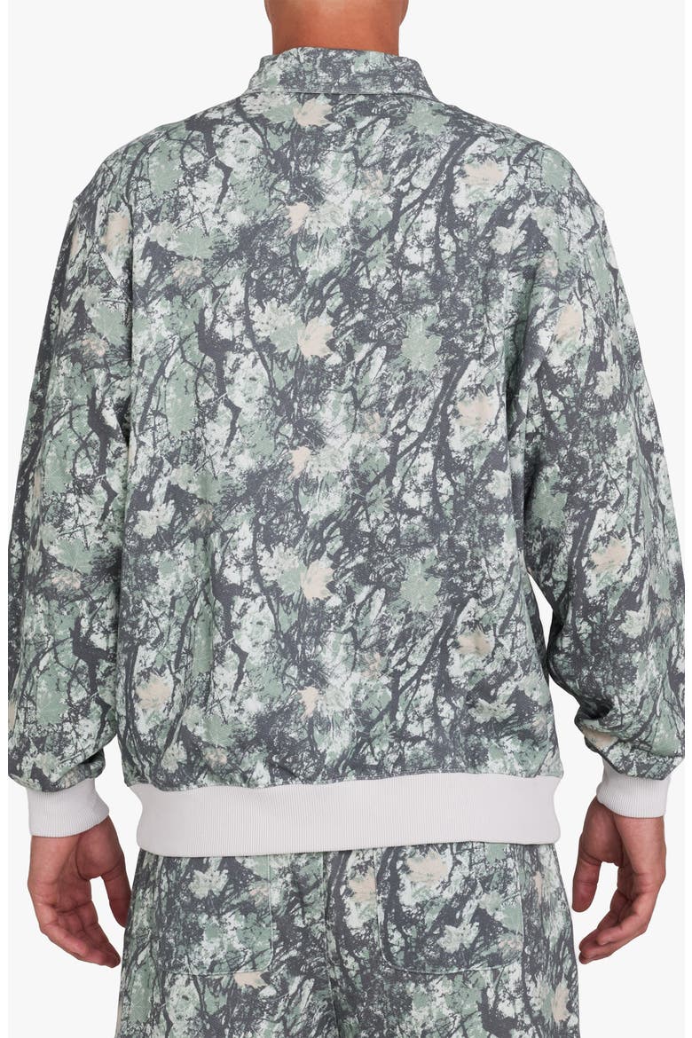 French Terry Long Sleeve Polo, Alternate, color, STEALTH MODE DARK