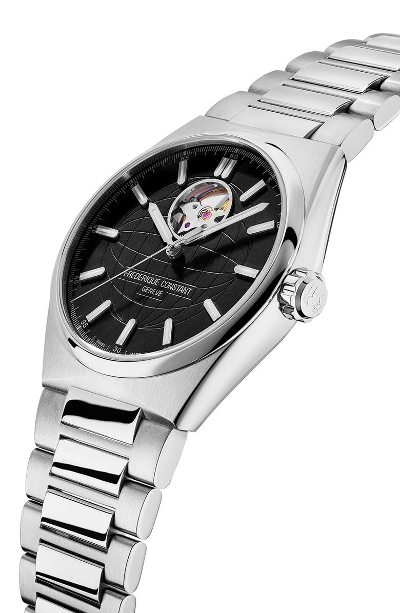 FREDERIQUE CONSTANT Highlife Heart Beat Automatic Bracelet/Leather Strap Watch, 41mm, Alternate, color, Silver-Tone