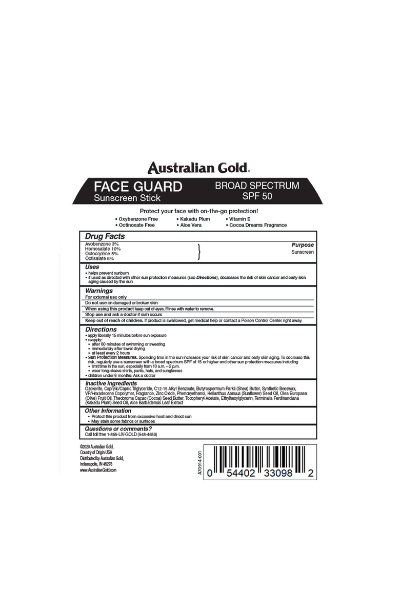 Australian Gold Face Guard Sunscreen Stick Broad Spectrum SPF 50, Alternate, color, 