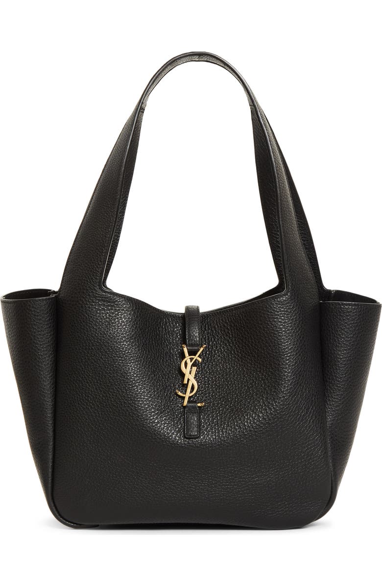 Saint Laurent Small Le 5 À 7 Bea Leather Tote, Main, color, Black