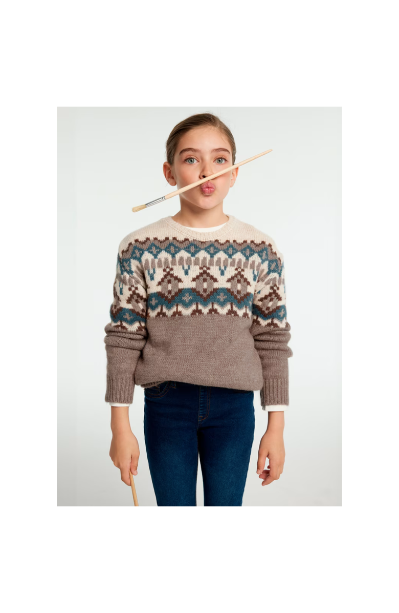 Mayoral Fair Isle Sweater, Alternate, color, Beige