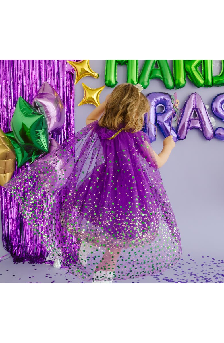 Sweet Wink Mardi Gras Confetti Cape, Alternate, color, Purple