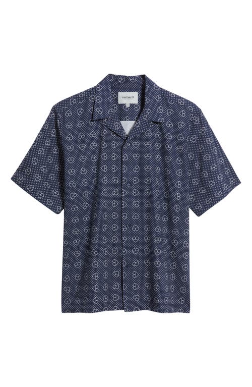Carhartt Work In Progress Furoshiki Camp Shirt In Furoshiki Print Blue