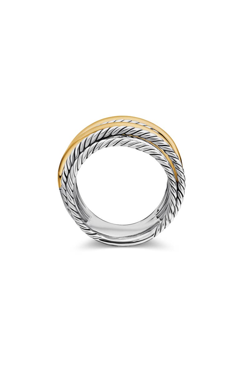 Crossover Wide Ring with 18K Gold, Alternate, color, SILVER/ GOLD