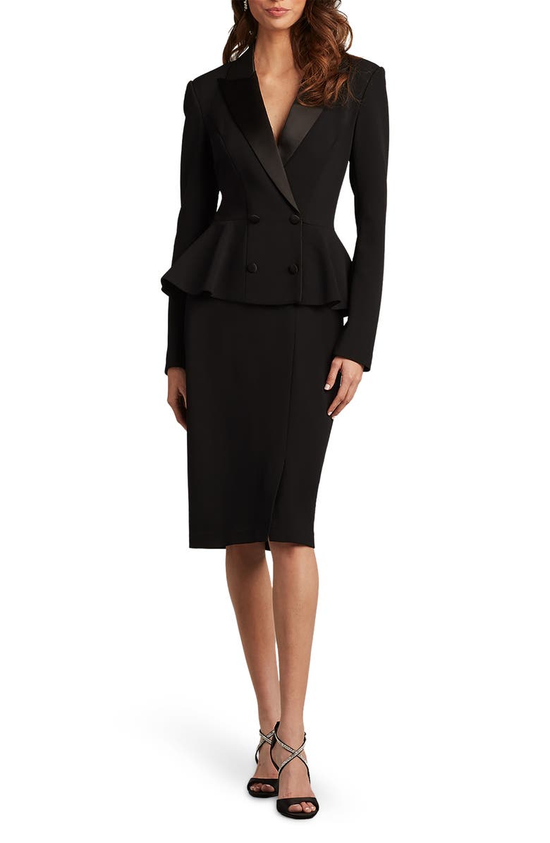 Tadashi Shoji Long Sleeve Tuxedo Dress, Main, color, 