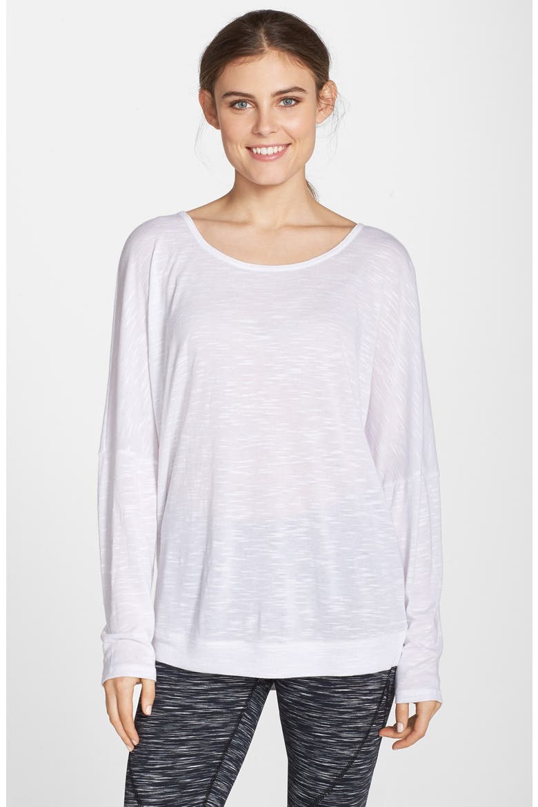 'Spa' Open Back Slub Knit Tee, Main, color, WHITE