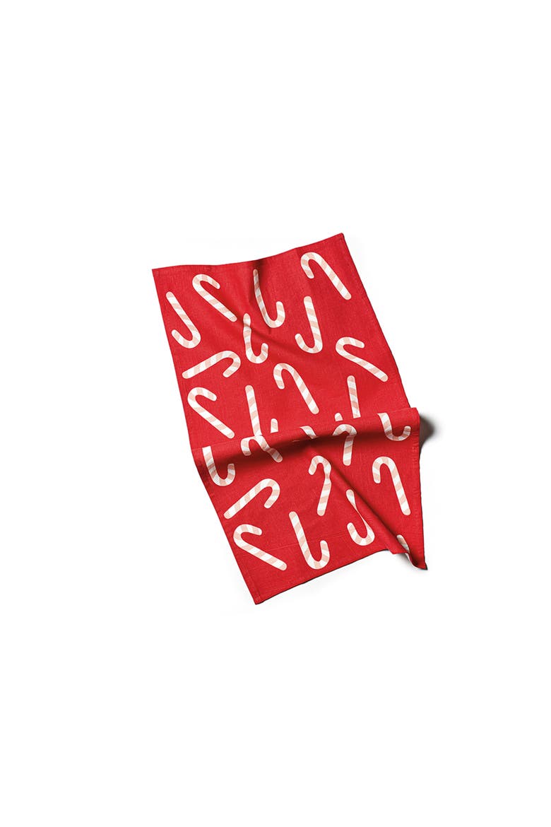 Red Candy Cane Large Hand Towel, Alternate, color, Red