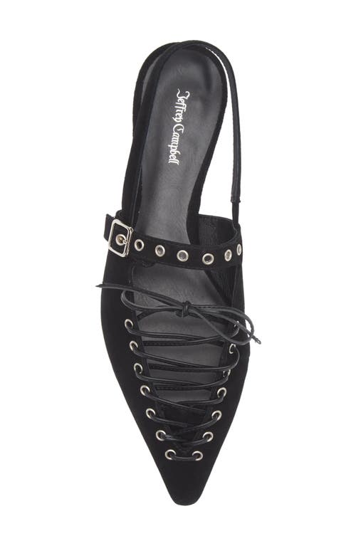 Jeffrey Campbell Geralt Pointed Toe Slingback Flat In Black Suede