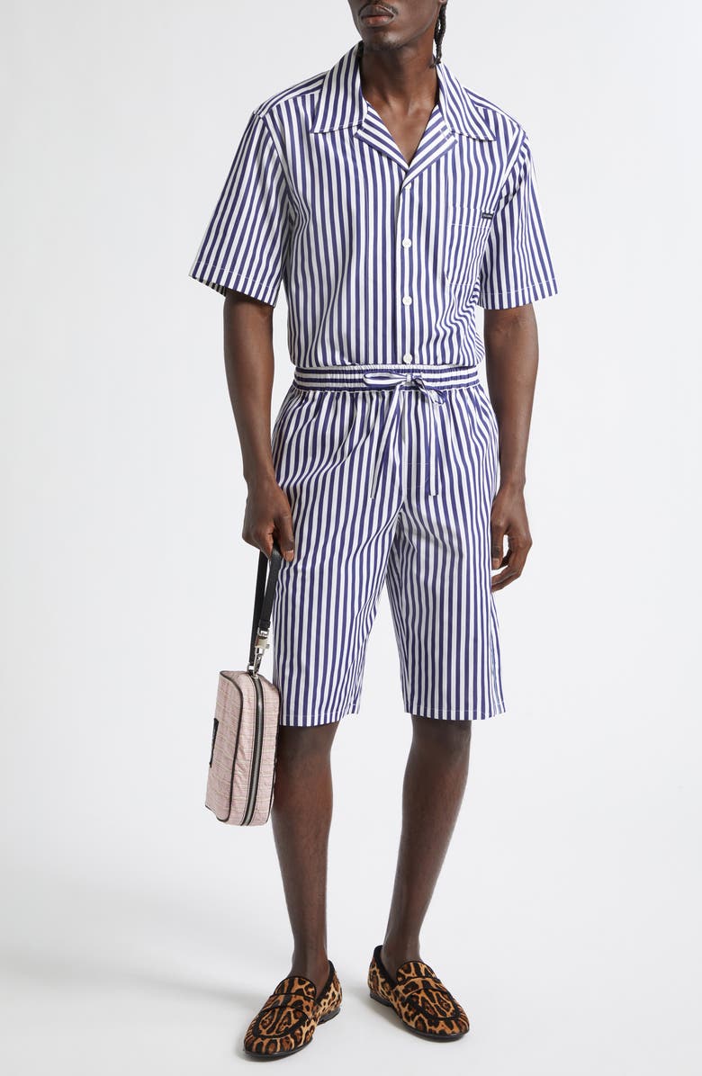 Dolce&Gabbana Stripe Cotton & Silk Poplin Pajama Shirt, Alternate, color, S8057 Rigato