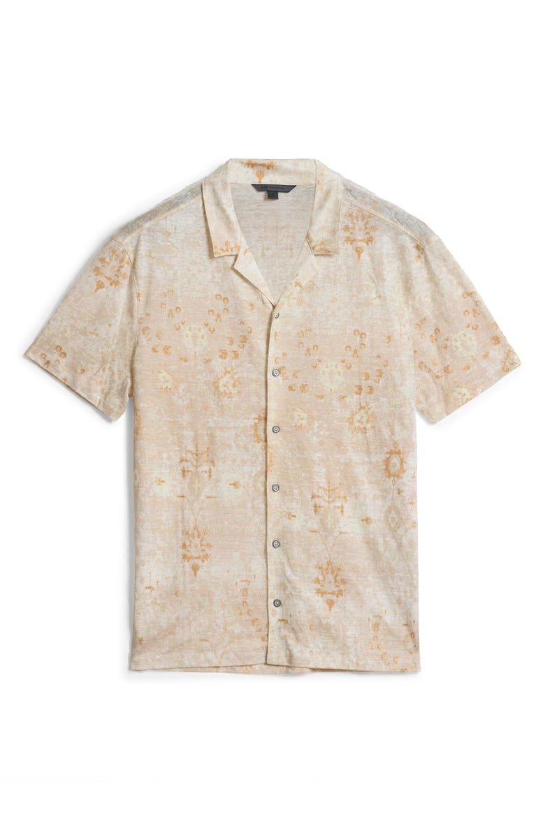 John Varvatos Espino Organic Linen Knit Camp Shirt, Alternate, color, Dew Grey