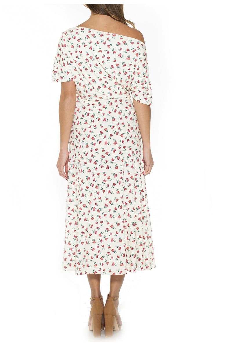 Alexia Admor Kaelyn Draped One Shoulder Floral Midi Dress, Main, color, 