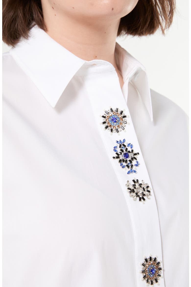 Embellished Cotton Shirt, Alternate, color, OPTICAL WHITE