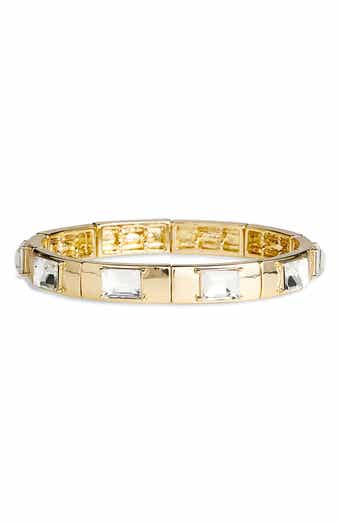 NORDSTROM RACK Cubic Zirconia Square Link Stretch Bracelet