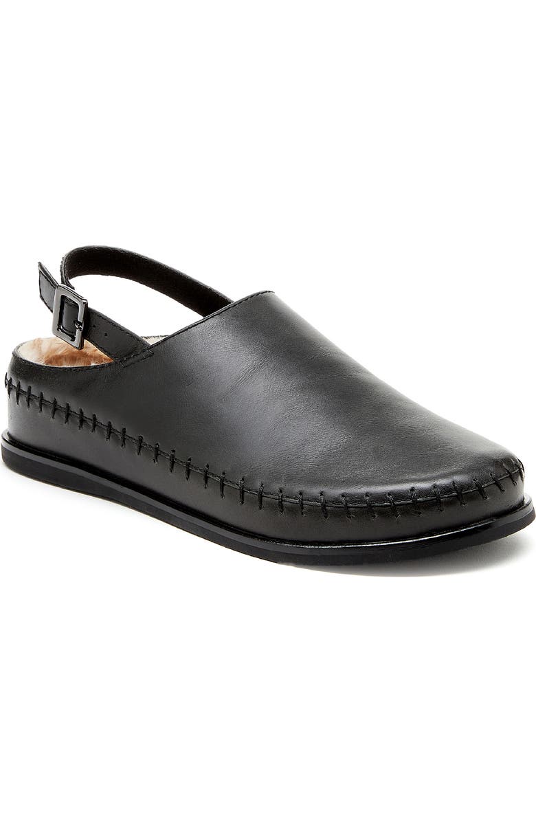 Kelsi Dagger Brooklyn Freddy Faux Shearling Lined Slingback Flat, Main, color, Black