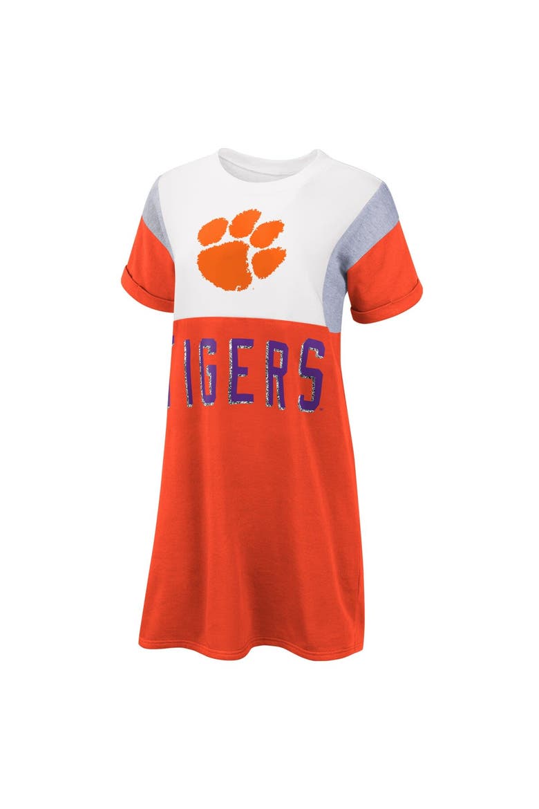 Women's G-III 4Her by Carl Banks Orange/White Clemson Tigers 3rd Down Short Sleeve T-Shirt Dress, Alternate, color, Orange