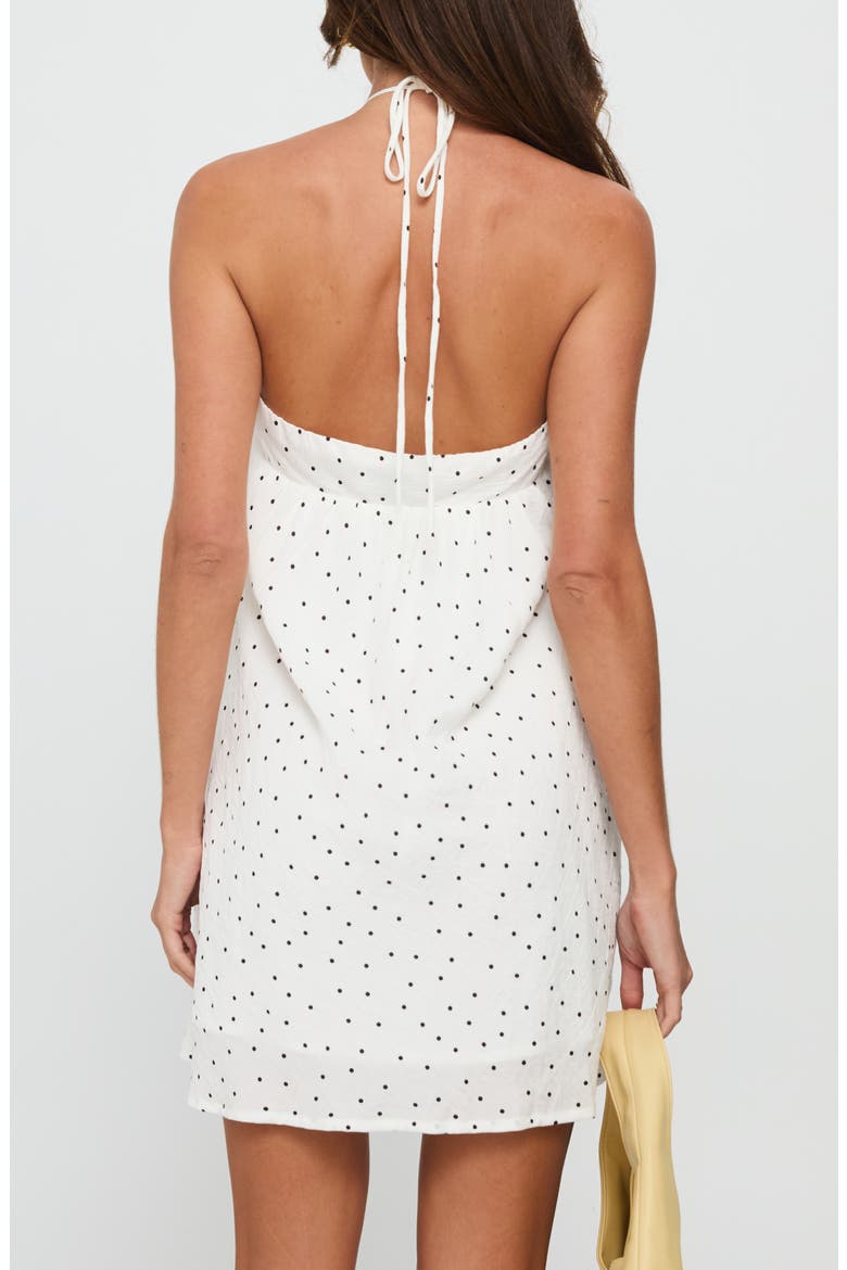 Moonlit Polka Dot Halter Minidress, Alternate, color, WHITE POLKA