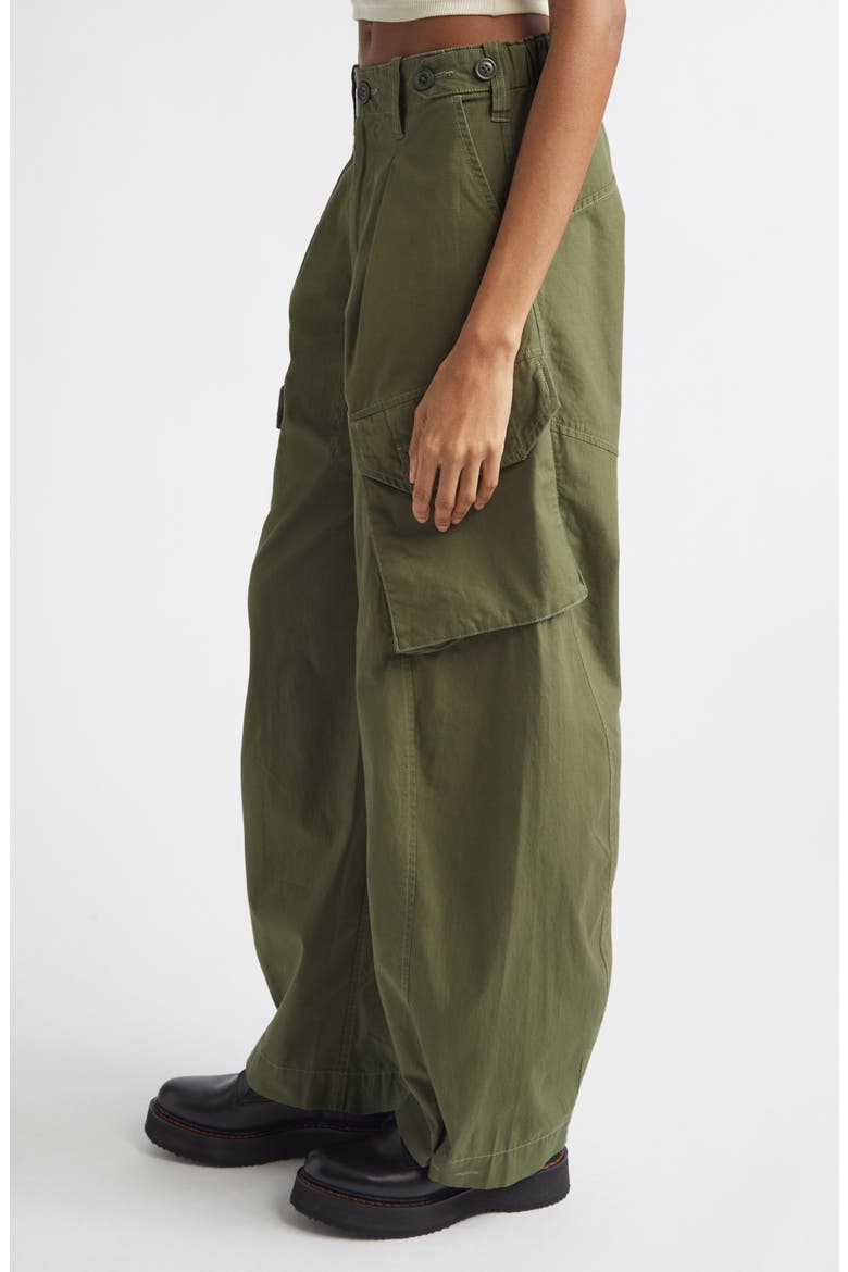 Pleated Barrel Leg Cargo Pants, Alternate, color, OLIVE GREEN