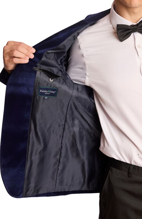 Paisley & Gray Kyle Slim Fit Velvet Dinner Jacket In Blue