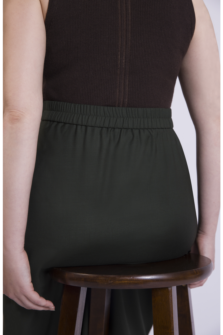 The Wool Midi Skirt, Alternate, color, Green