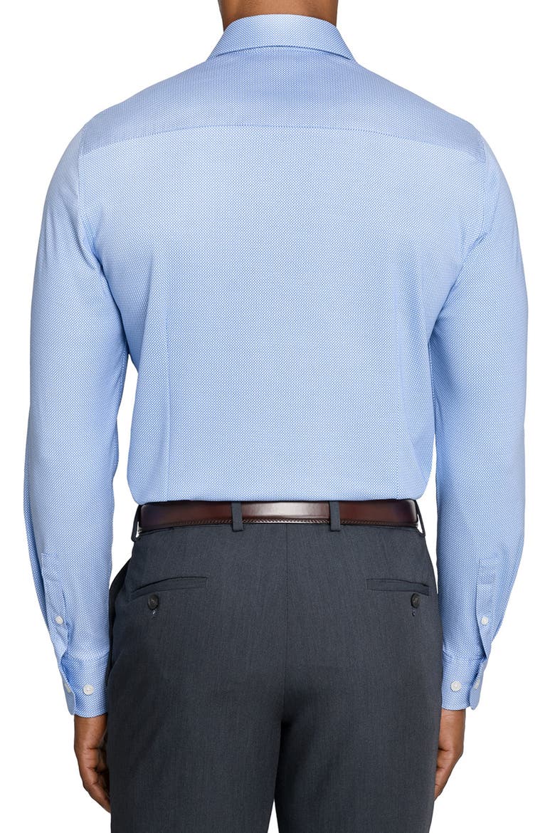 Slim Fit Micro Geo Print Reworked Cotton Dress Shirt, Alternate, color, WHITE/ BLUE