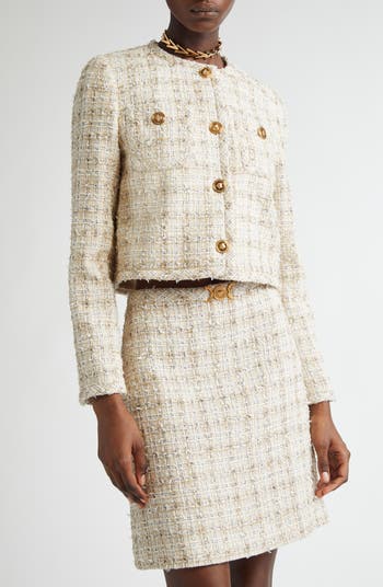 ジャケット VERSACE Multicolor Tweed Blazer Medusa Tweed Jacket – English Rabbit