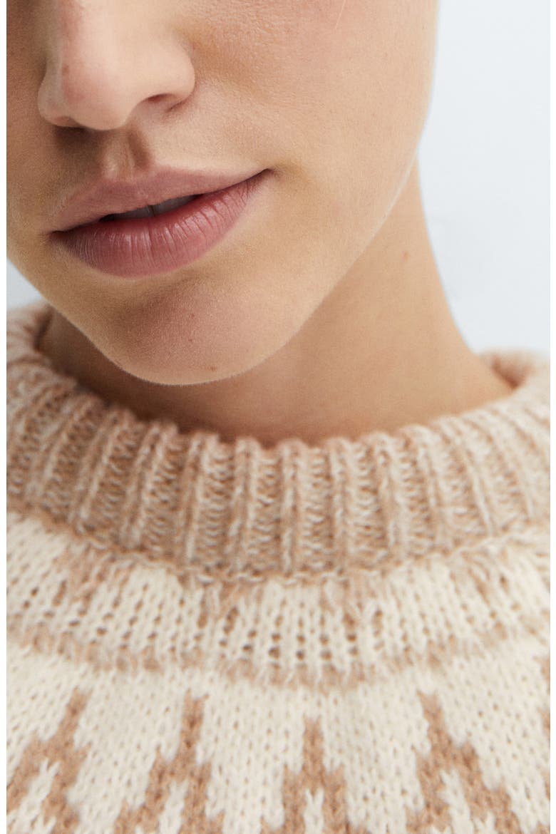 Fair Isle Crewneck Sweater, Alternate, color, MEDIUM BROWN