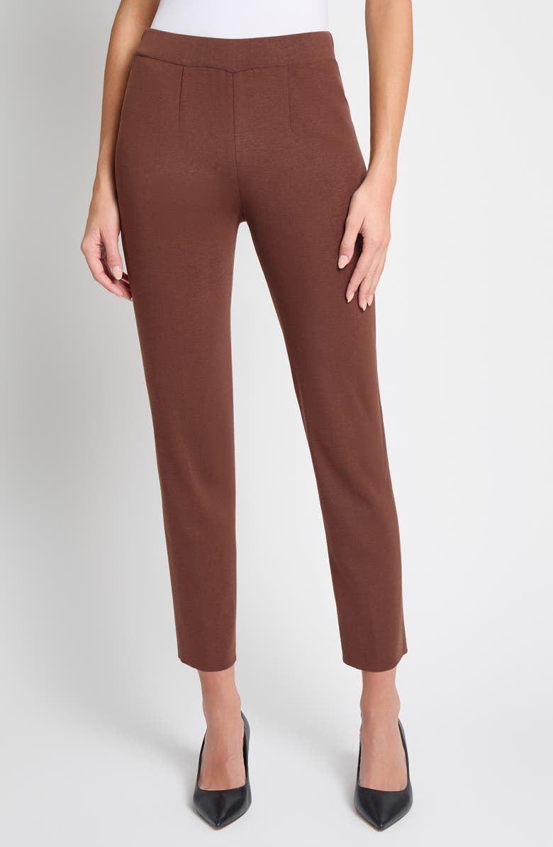 Misook Nancy Slim Leg Knit Pants, Main, color, Truffle