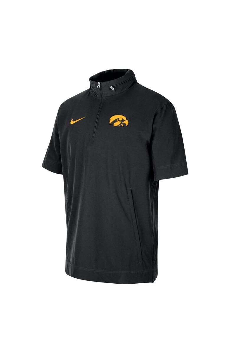 Nike Men's Nike Black Iowa Hawkeyes Coaches Half-Zip Short Sleeve Jacket, Alternate, color, Black