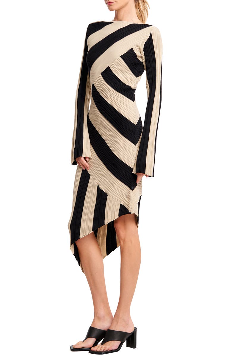 CIEBON Osha Directional Stripe Long Sleeve Asymmetric Knit Dress, Alternate, color,