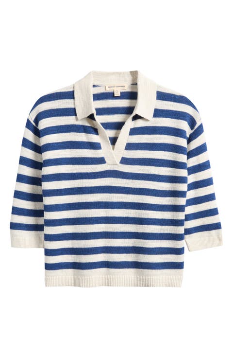 Gwynver Stripe Johnny Collar Sweater