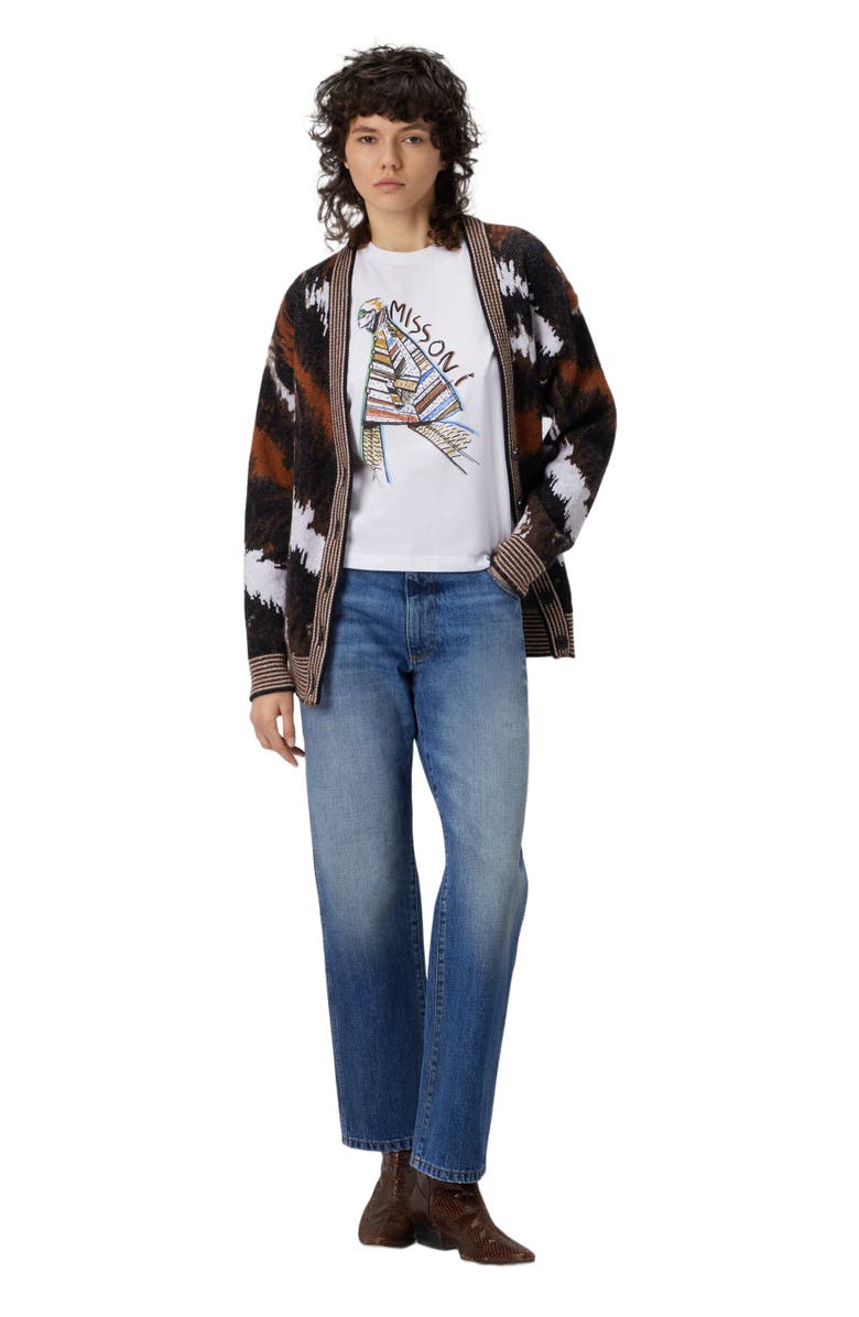 Missoni Short Sleeve T-shirt With Print And Logo, Main, color, White