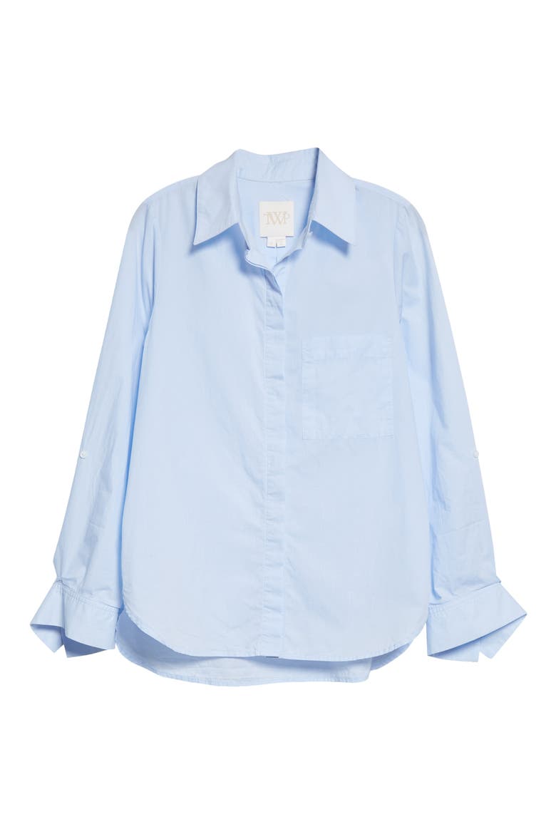 The Boyfriend Cotton Button-Up Shirt, Alternate, color, BABY BLUE