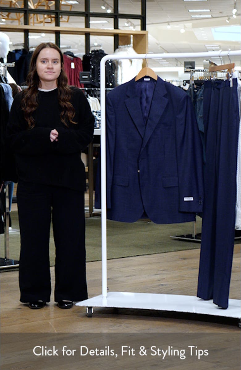 Flynn Classic Fit Navy Micrcheck Wool Suit, sales video thumbnail