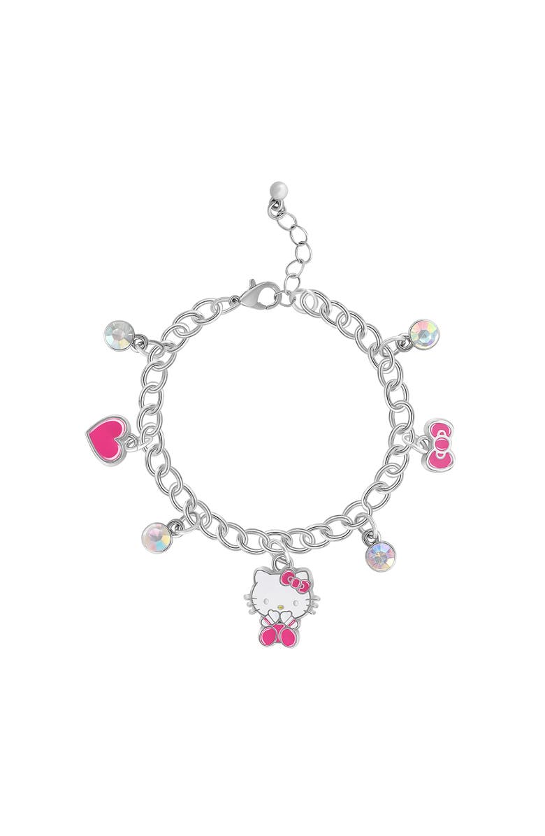 Hello Kitty Charm Hearts Bracelet, Main, color, Silver