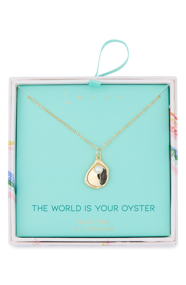 Leith Oyster Shell Faux Pearl Pendant Necklace, Main, color, Grey- White- Gold