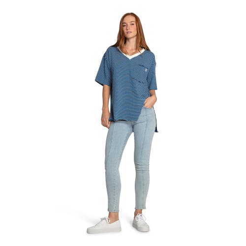 Belle & Bloom Brave Soul Oversized Striped T-shirt In Blue