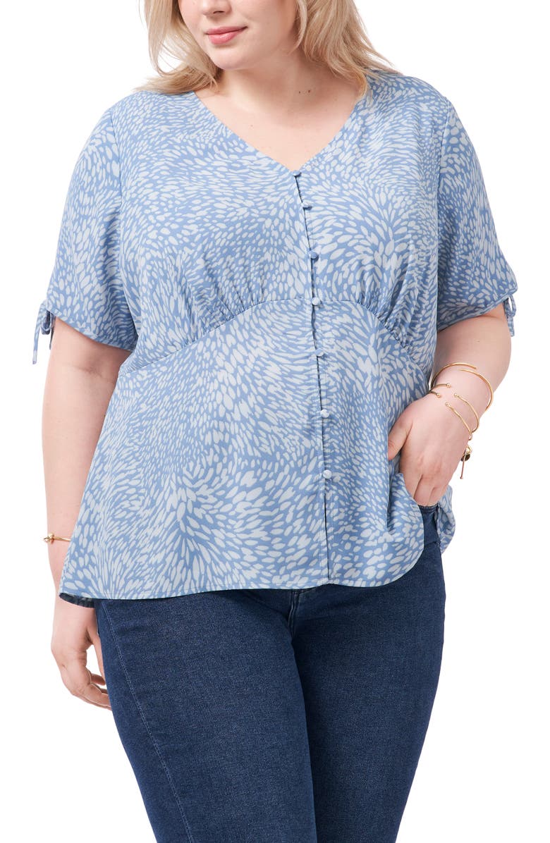 Vince Camuto Print Tie Sleeve Blouse, Main, color, 