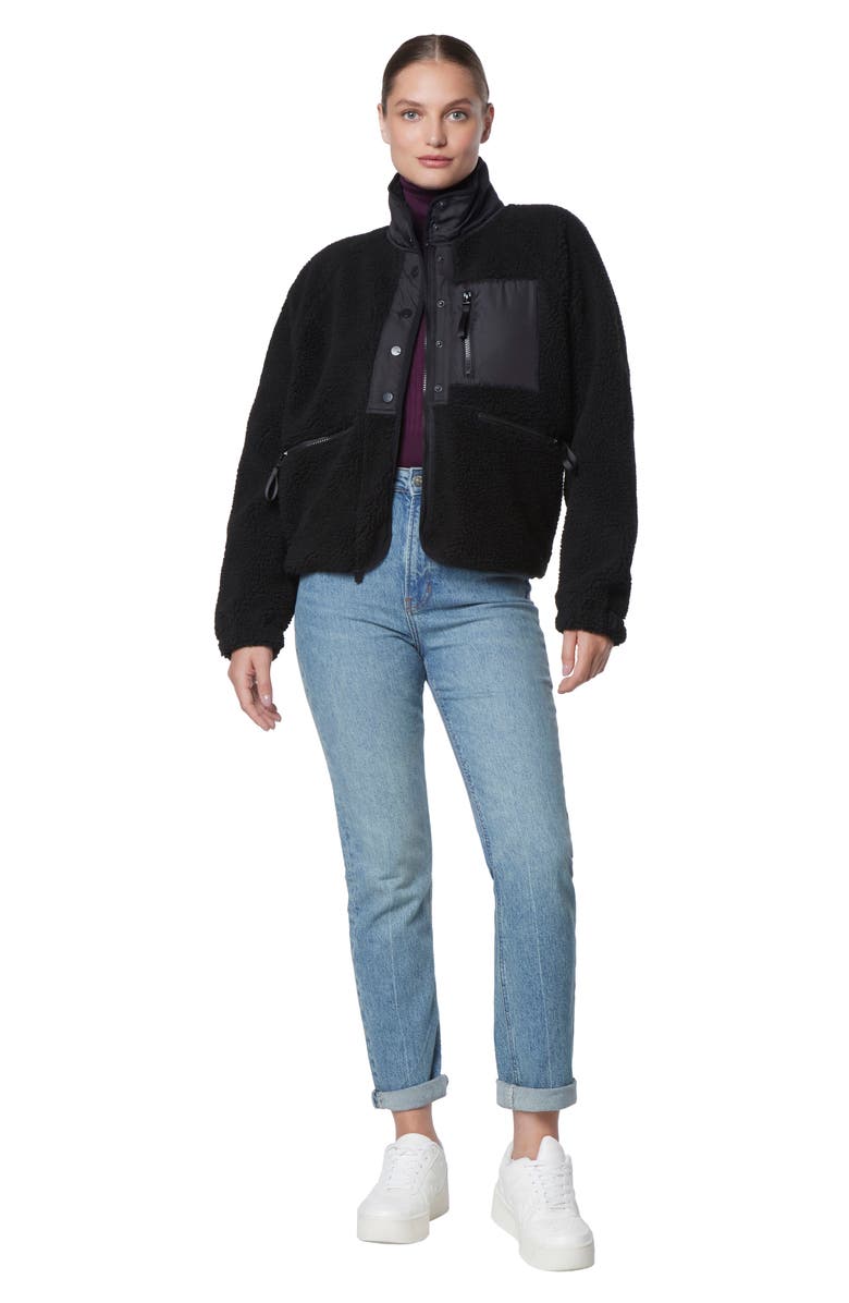 Marc New York Performance Mixed Media Fleece Zip Jacket, Alternate, color, Black