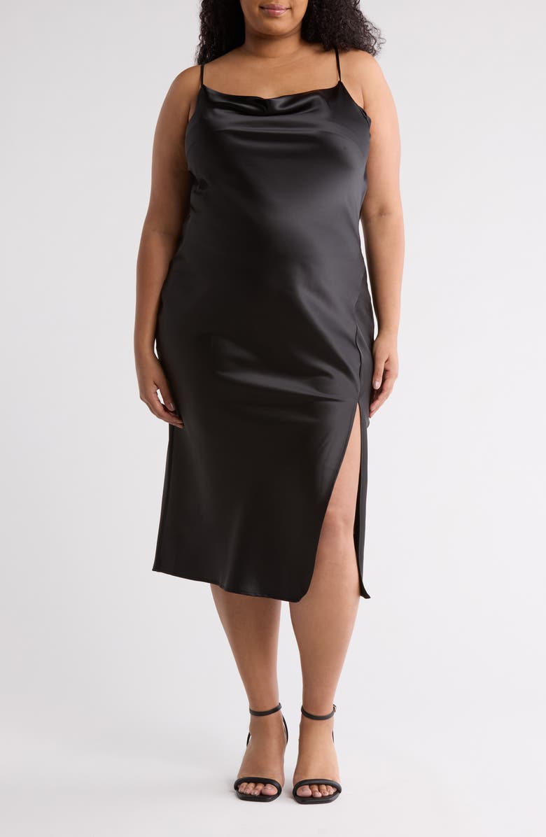 Renee C Satin Slipdress, Main, color, Black