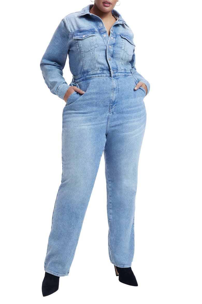 Long Sleeve Denim Jumpsuit, Alternate, color, INDIGO301
