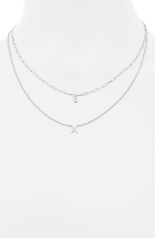 Meshmerise Diamond Initial Charm Necklace In Metallic