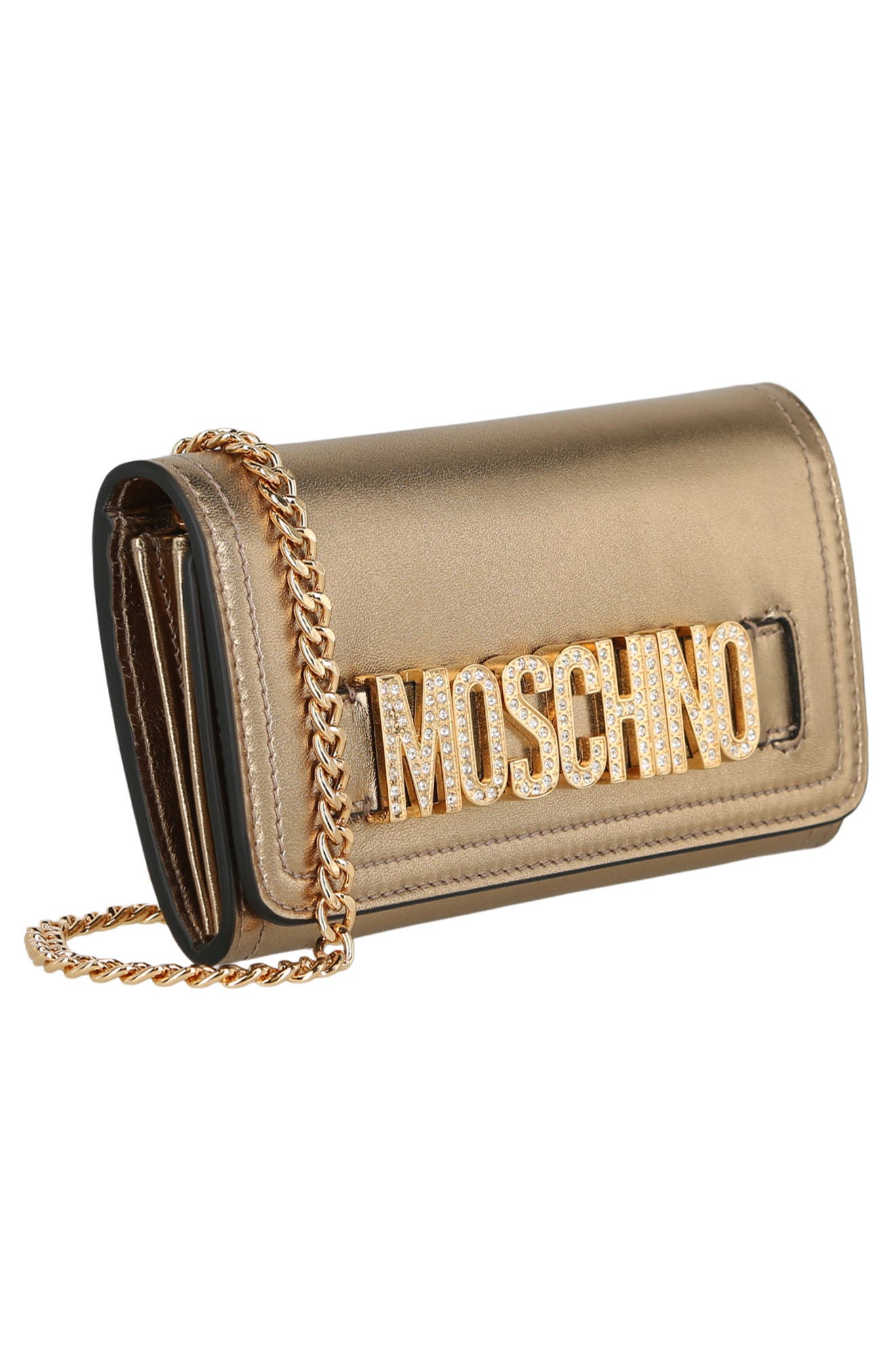 Moschino Logo Clutch, Alternate, color, 