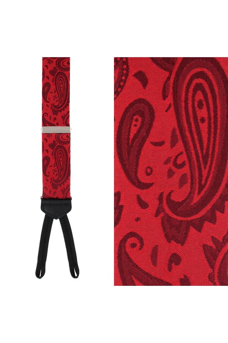 Banbury Tone on Tone Paisley Silk Suspenders (Braces) and Bow Tie Set, Alternate, color, Red