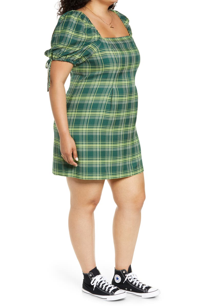 BP. Short Sleeve Plaid Minidress, Alternate, color,