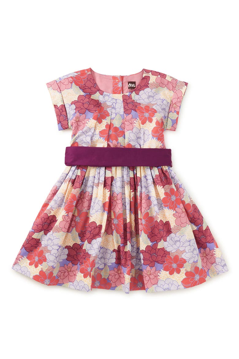 Organdy Sash Dress, Main, color, Peonies & Chrysanthemums