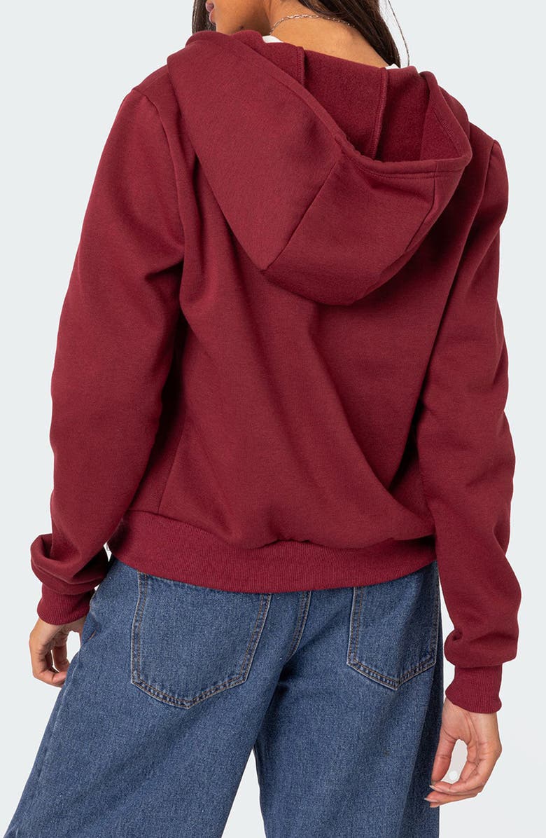 EDIKTED Avery Zip Hoodie, Alternate, color, Burgundy